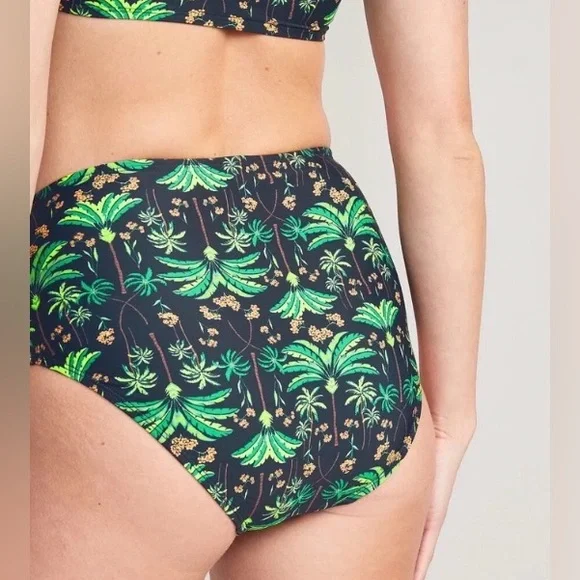 Old Navy Tropical Print High-Waisted Bikini Bottom - Picture 2 of 6